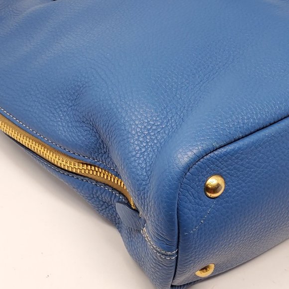 Auth Prada Large Blue Leather Tote Shoulder Bag - Picture 12 of 16